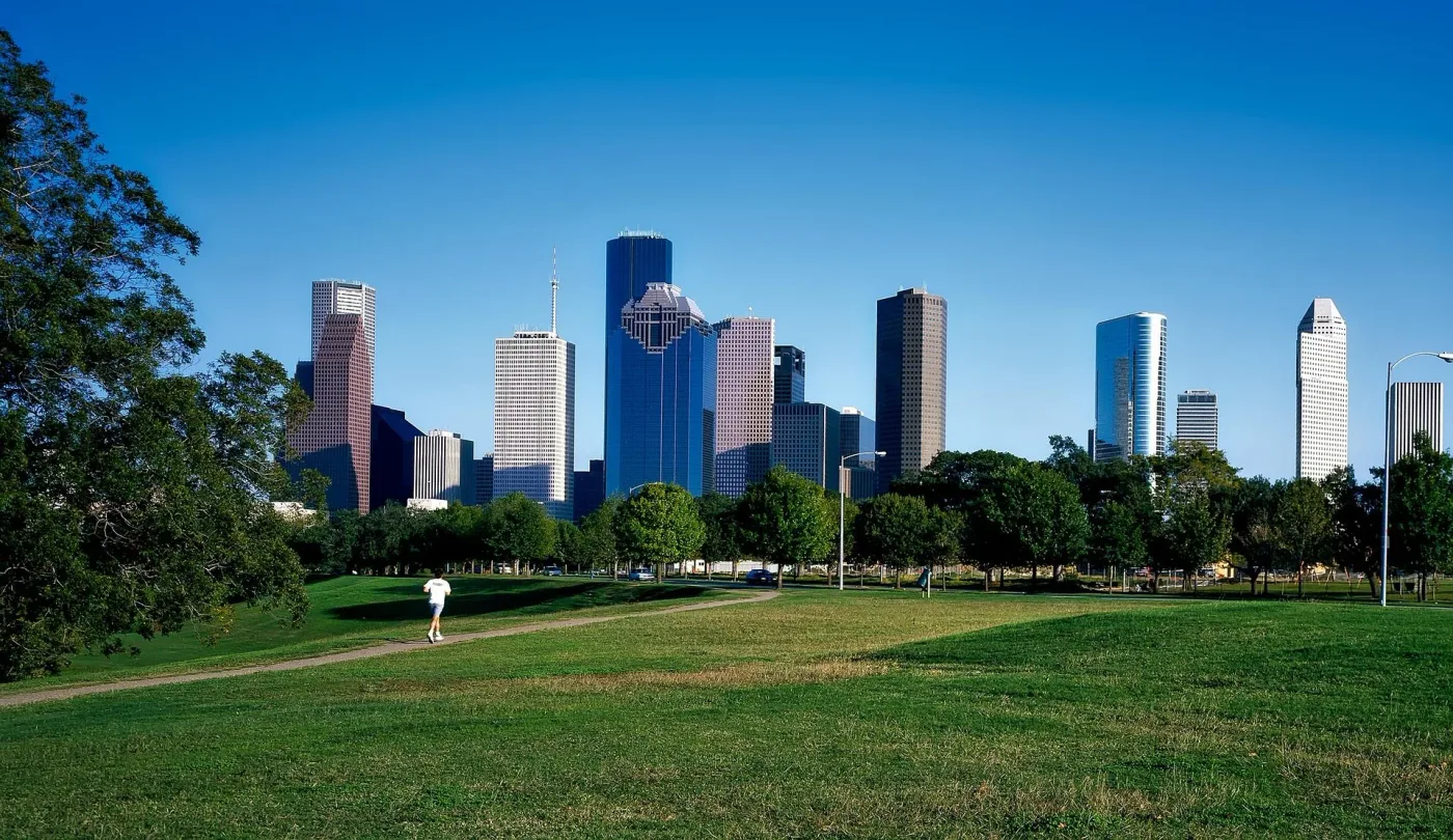 Downtown Houston skyline from Hermann Park