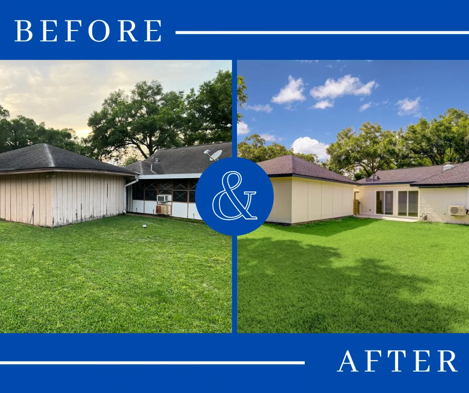 Backyard and rebuilt garage, before and after (photo 2 of 7)