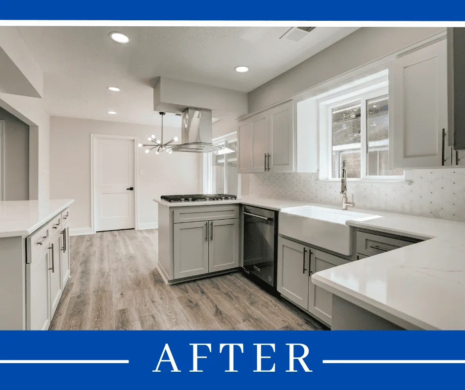 The renovated kitchen from the dining area (photo 7 of 7)
